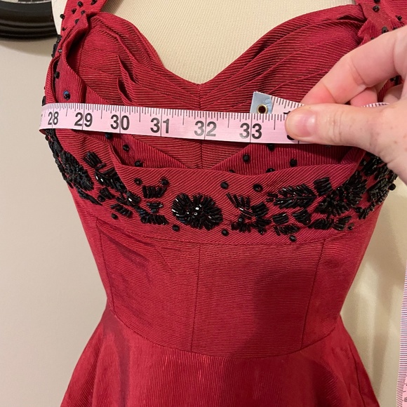 Trashy Diva Lena Ribbed Rayon Crimson siz 02 NWT Black beading halter neck - Picture 9 of 10